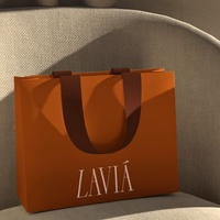 Maßgefertigte Luxus Orange Papiertüte mit Bandgriff Bedrucktes Logo Geschenkpapiertüte
