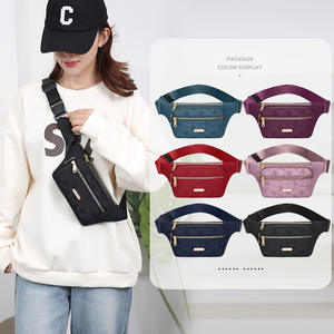 Sac banane élégant pour femme, plusieurs poches, fermeture éclair, résistant à l'eau, violet foncé, bleu lac, rouge, violet, bleu foncé, noir, printemps - Product Image 1