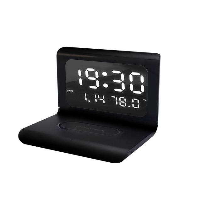 Dropshipping New Products Led Digital Display Electronic Alarm Clock With Wireless Charger
