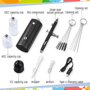 Ensemble d'aérographes électriques avec pompe à air, rechargeable par USB, alimentation par gravité, vitesse réglable, pour travaux d'art, peinture de modèles - Product Image 5