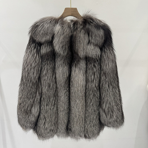 Venta Directa de Fábrica Abrigo de Piel Real de Zorro Natural para Mujer Chaqueta con Piel de Zorro - Product Image 2