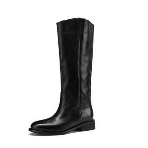 Botas de media pantorrilla ajustadas, modernas y versátiles para mujer, para otoño e invierno, con tacones gruesos. - Product Image 1