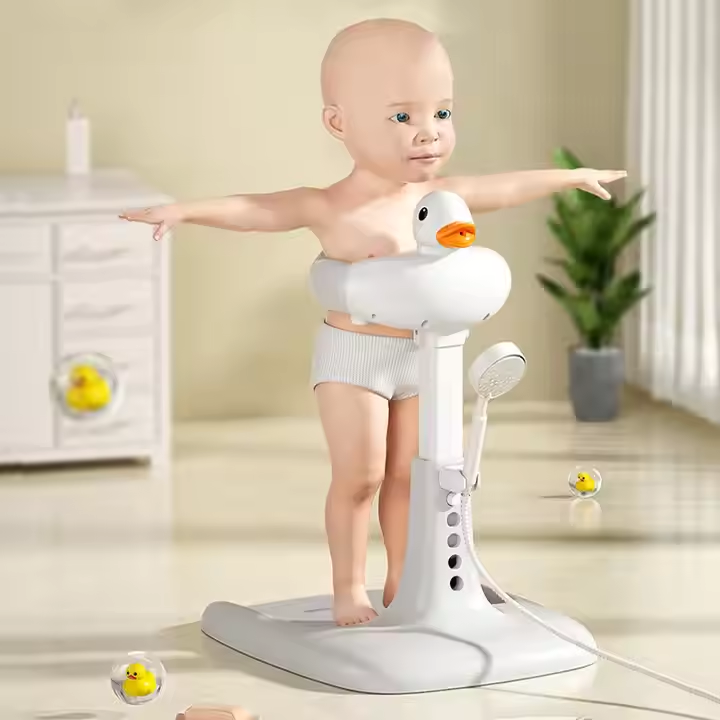 Safe Adjustable Baby Hug Bath Tower for Standing Toddler Shower Stand Free Mother Hands