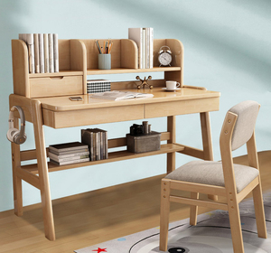Juego de silla de escritorio de estudio en casa duradero juego de escritorio y silla de escritura de princesa ergonómica de madera maciza con cajones de almacenamiento para dormitorio - Product Image 4