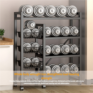Étagère de rangement de cuisine multifonctionnelle en acier au carbone de haute qualité, design moderne, roues universelles, pour cuisine et salle à manger - Product Image 5