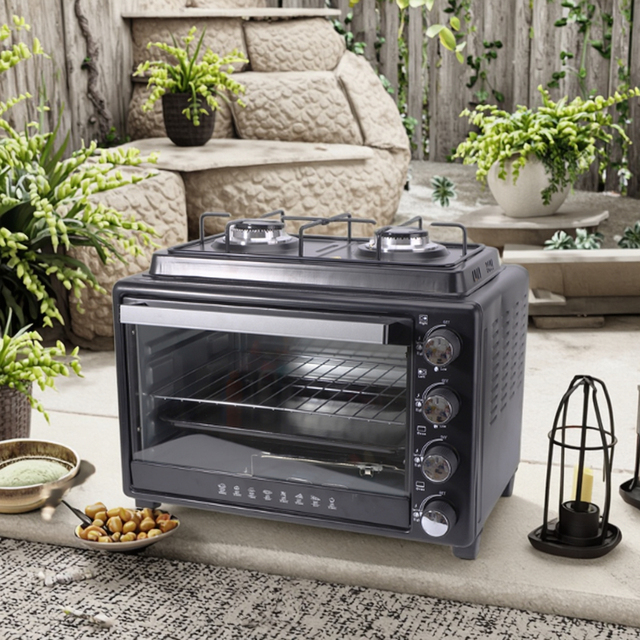 High Safety 45L Commercial Gas Pizza Oven with Grill & Cooker LPG Stainless Steel Overheat Protection Portable Outdoor Home Use