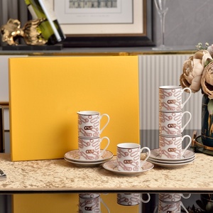 2026 paper clip ceramic 6-Piece cup and saucer coffee sets for Weddings Gifts - Product Image 4