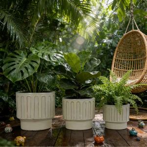 Экологичный высокий напольный керамический вазон современного дизайна для использования на улице, большой объем - Product Image 4