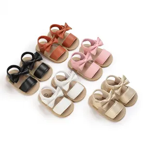 Baby Schoenen Zomer 0-1 Jaar Oud Dames Baby Sandalen Rubber Zool Pu Strik Zachte Bodem Antislip Peuter Schoenen