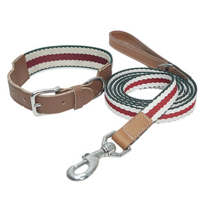 Ensemble collier et laisse pour chien en cuir et nylon de luxe, réglable, résistant, collier et laisse tendance pour chiens de taille moyenne et grande, pour la promenade et l'entraînement - Product Image 2