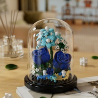 Concord Hot 270PCS Puzzle de construction de fleurs en blocs, modèle d'assemblage DIY en plastique ABS avec couvercle anti-poussière, décoration de bureau pour les 7-13 ans