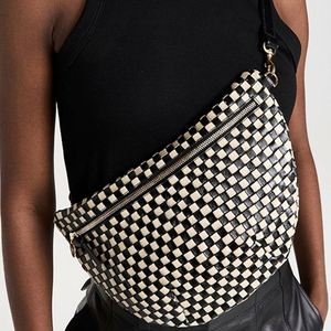 Sacs messagers en cuir noir à carreaux personnalisés pour femmes, sacs bandoulière décontractés, sacs de voyage, grande capacité, sangle réglable, sac banane - Product Image 2