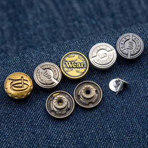 Plating Zamak Zinc Alloy Pants 15mm 17mm Metal Clothes Custom logo and Rivets Jeans Denim <b>Buttons</b> for Clothes Jeans Denim - Product Image 1