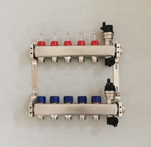 Collecteur de chauffage au sol avec débit en acier inoxydable, système de refroidissement, noir - Product Image 1