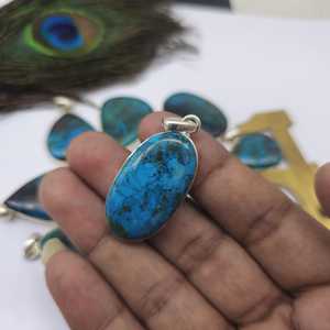 ธรรมชาติShattuckite Cabs Azurite Shattukiteจี้เงินShattukite AzuriteอัญมณีSmooth Polishสําหรับสร้อยคอเครื่องประดับทํา - Product Image 5