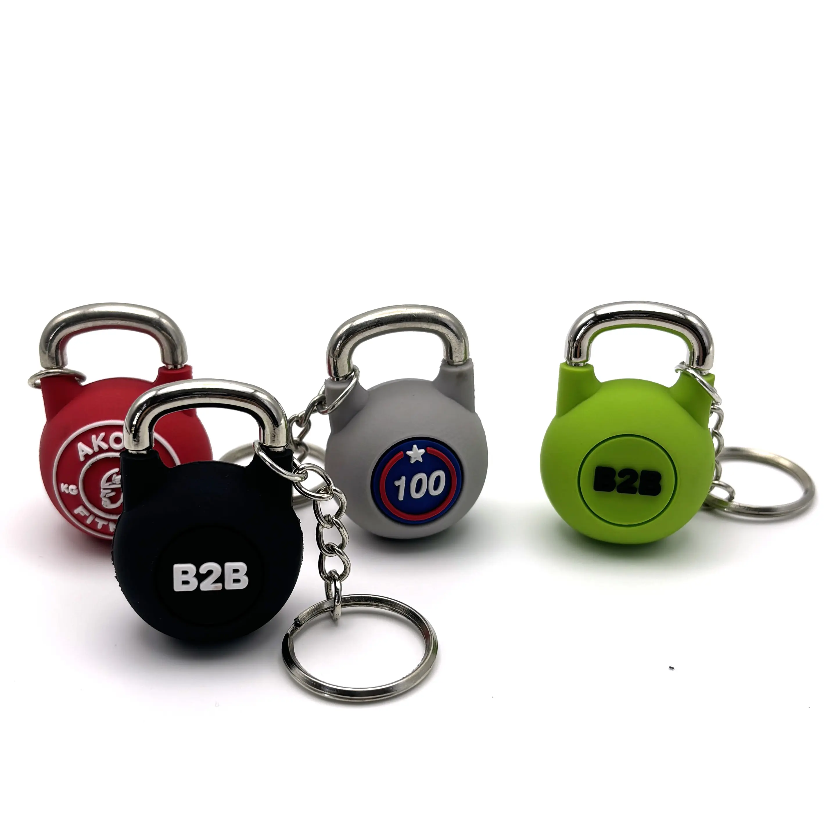 Promotional Souvenir Luxury Mini Kettlebell Model Rubber Keychain For Men Custom 2D /3D Soft PVC Keychain Key Rings With Logo