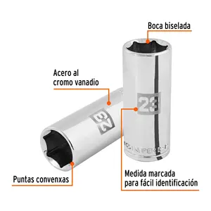 BOX 6 Douille longue de 23 mm, 6 points, entraînement 1/2 po, TRUPER - Product Image 2
