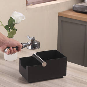 Caja de desechos para café espresso con base para estación de apisonado, contenedor de acero inoxidable para desechos de café con soporte para portafiltro (Negro) - Product Image 6