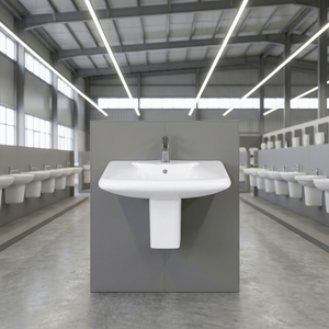 Lavabo demi-pied en céramique blanche, design rustique, pour salle de bain, cuisine, maison, hôpital, articles sanitaires en porcelaine - Product Image 5