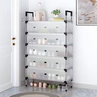 Support à chaussures métallique à 3 niveaux avec housse anti-poussière, idéal pour placard, entrée, salon - Vente en gros usine
