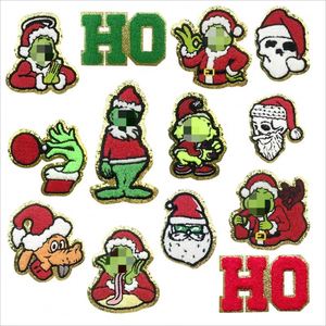 Parche de Chenilla Termoadhesivo de 8 cm con Borde Dorado, Diseño de Santa Bebé Muñeco de Nieve Navideño, para Decoración de Gorros y Sudaderas - Product Image 1