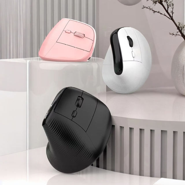 Factory New Arrival High Quality OEM Customized Color Silent Vertical Wireless USB Mini Mouse Dual-mode Ergonomic Battery LED