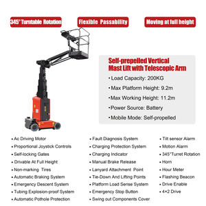 Penjualan pabrik 200KG 11.2m Mini Man Lift mendorong sendiri tiang vertikal Lift Boom kecil dengan JIB untuk Platform kerja udara - Product Image 3