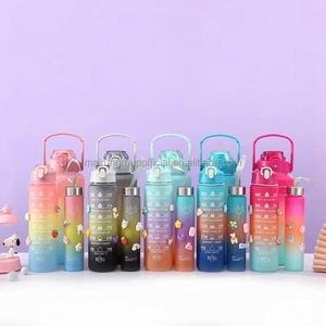 Flip Top Leakproof Durable BPA Free Non-Toxic Eco-Friendly Straw with Cap Motivational Sports 3 in 1 Water <b>Bottle</b> - Product Image 4