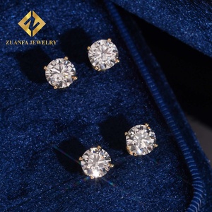 Bijoux tendance, boucles d'oreilles en or massif 10 carats, diamant de laboratoire de 1 carat, rondes, fermoir à vis classique, bijoux pour femmes - Product Image 4