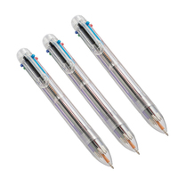 Stylo à pression personnalisable multicolore en gros, stylo à corps en plastique transparent solide pour l'écriture quotidienne