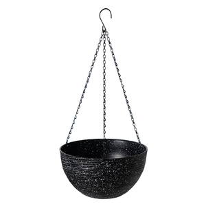 Grand pot suspendu en plastique, finition mouchetée, design de bol côtelé, <span class=keywords><strong>suspension</strong></span> par chaîne en fer pour jardin, balcon, intérieur - Product Image 2