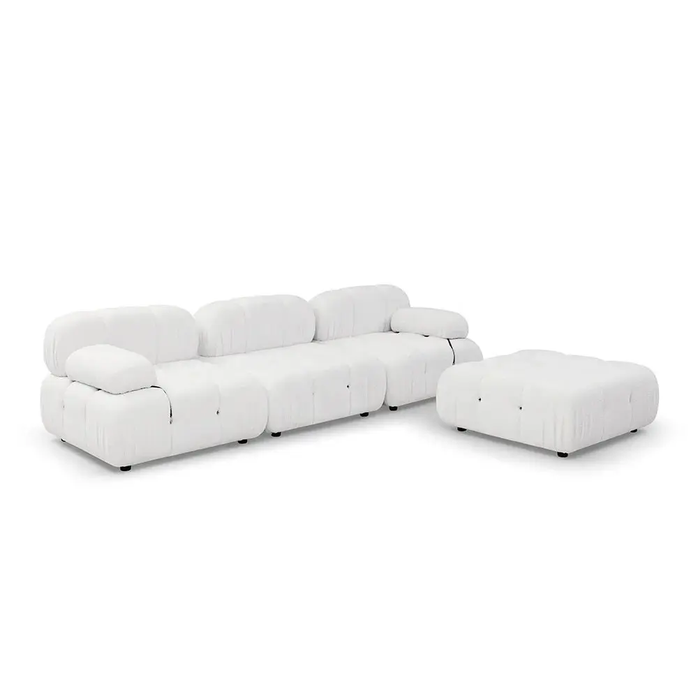 Furnitur ruang tamu 4 potong, Set Sofa berlapis kain Sofa bolak-balik dengan Sofa Modular Ottoman