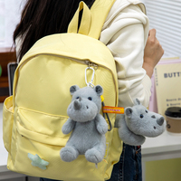 Porte-clés en peluche rhinocéros gris mignon personnalisé, poupée rhinocéros en peluche de dessin animé, jouet en coton PP rembourré tendance