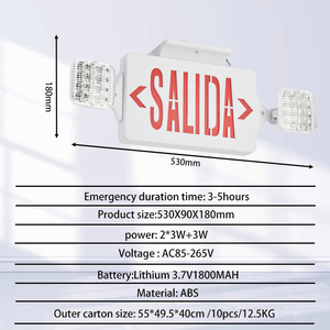 Tuoming 2-in-1 emergency lighting with exit sign <b>Fire</b> Rechargeable Door <b>Led</b> Emerg Light Emergency Exit Sign - Product Image 2