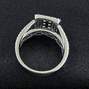 Thiên Tài Phụ Nữ Engagement <span class=keywords><strong>Ring</strong></span> Và Ban Nhạc Đám Cưới Pinky Iced out Nhẫn 925 Sterling Bạc VVS Moissanite Baguette Ngón Tay Bộ Nhẫn - Product Image 6