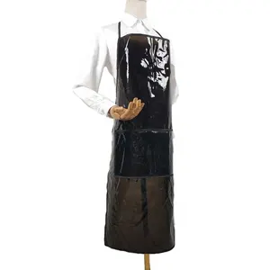 Wholesale Custom Tailored Fashion Adjustable Waterproof Pvc For Kitchen Cooking Long Aprons With 3 Pockets