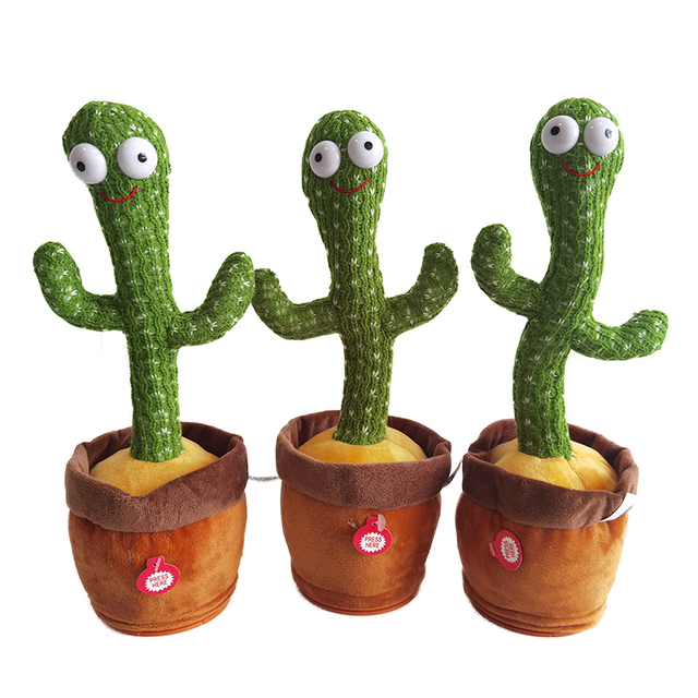 32CM Hot Sale Funny Talking Dancing Cactus Plush Toys Electronic Shake Dancing Singing Cactus Toy