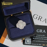 Bague pour homme en argent 925 de luxe, style Hip Hop, certifiée GRA, entièrement sertie de moissanite, motif trèfle en forme de poire