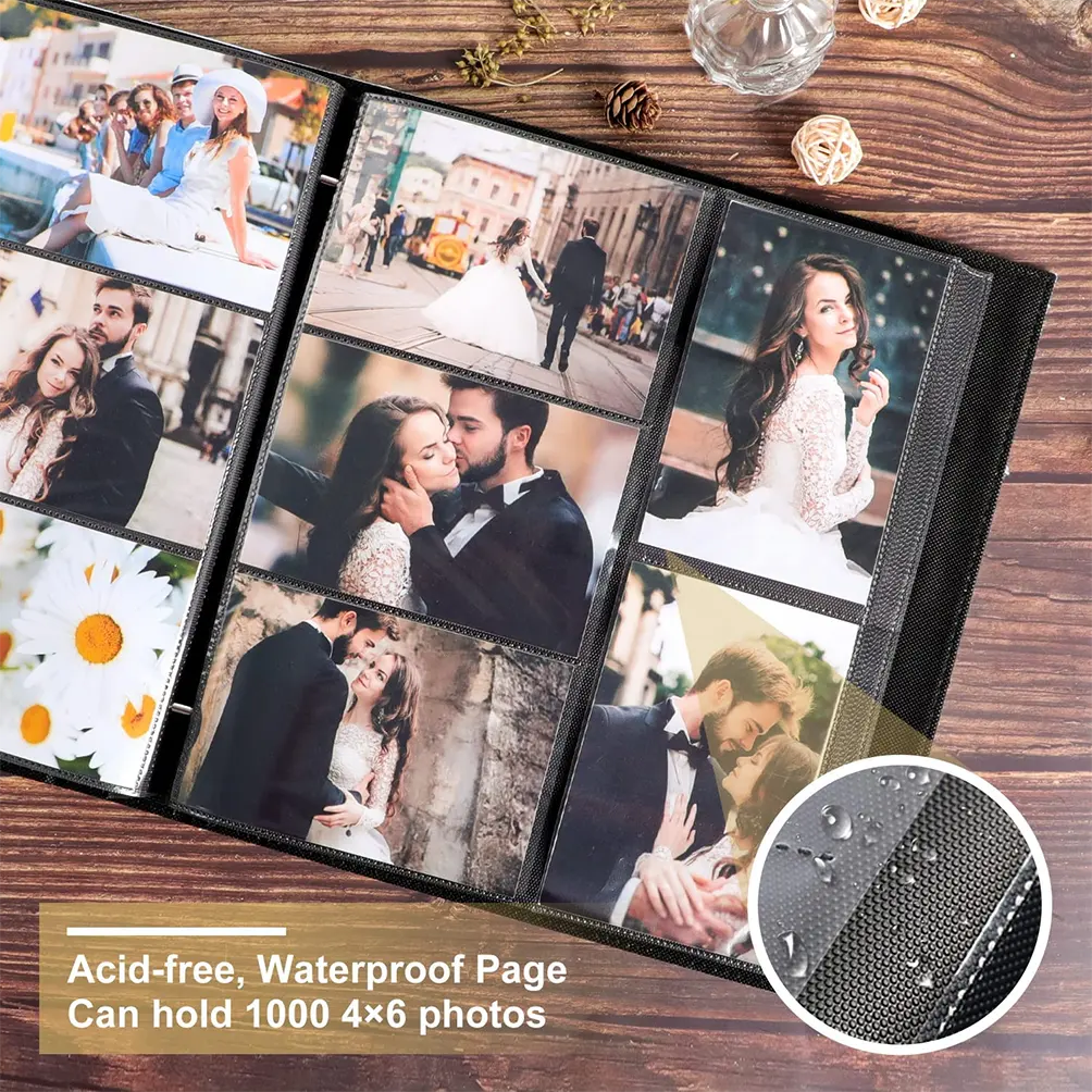 2024 Wholesale Photo Album Custom Hardcover Leather DIY 4x6 Wedding Baby Family Plastic Sheets Photocard Album Collect Book