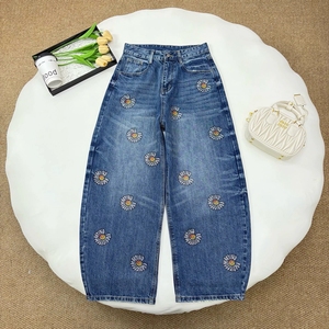 Pantaloni in Denim Sbiadito a Gamba Intera in Cotone, Stile <span class=keywords><strong>Cargo</strong></span> Largo da <span class=keywords><strong>Donna</strong></span> per lo Street Style - Product Image 5