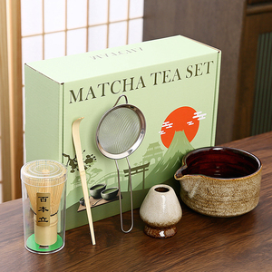 Set da Tè Matcha in Stile Giapponese Retrò, Set di 5 Pezzi con Ciotola in Ceramica Porcellanata e Frusta in Bambù - Product Image 5