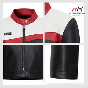 Blouson moto court pour femme, style aviateur sexy en cuir color-block, pour l'exportation transfrontalière, nouveau modèle - Product Image 2