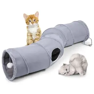 접을 수있는 고양이 터널 고양이 장난감 놀이 S 자형 터널 내구성 스웨이드 숨기기 대화 형 애완 동물 주름 터널 공 고양이 용품