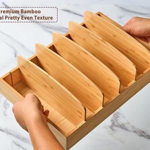 Boîte de rangement en bambou avec pieds en silicone antidérapants, bords et coins renforcés, étagères et tiroirs réglables - Product Image 2