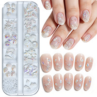 Kit d'accessoires pour nail art 12 compartiments, motifs étoile de mer et coquillage, en alliage ; Bestseller transfrontalier, strass pour ongles effet aurore, coquillage et cocotier