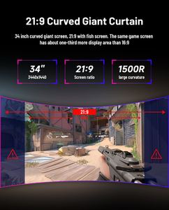 Moniteur de jeu incurvé 34 pouces 1500R 3440x1440 165Hz HDR300 <span class=keywords><strong>Ultra</strong></span> clair <span class=keywords><strong>WQHD</strong></span> avec interface DP Anti-lumière bleue pour ordinateur de bureau - Product Image 6