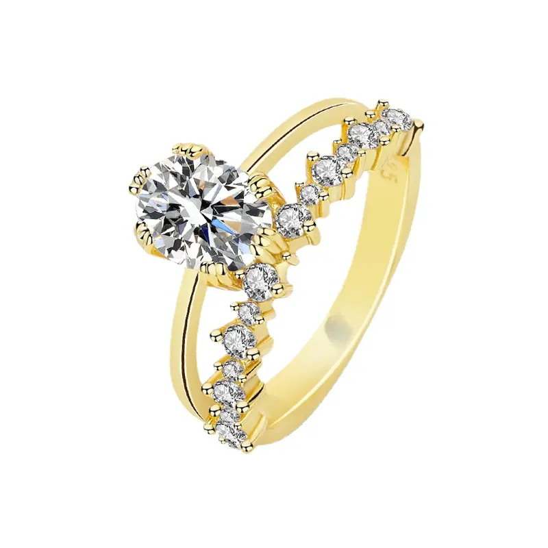 1 Trendy 2 Karat Mossanit Ring Weißgold gefüllt Schmuck Sterling Silber Moissan ite Oval Ring für Hochzeit Verlobung