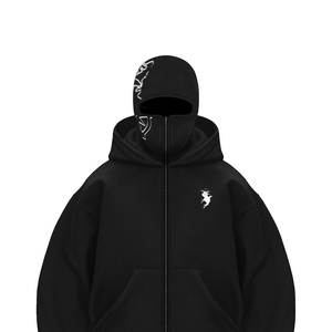 Sudadera con Capucha y Estampado Urbano para Hombre con Diseño de Cremallera, Estilo <span class=keywords><strong>Ninja</strong></span> Personalizado y Pasamontañas - Product Image 4