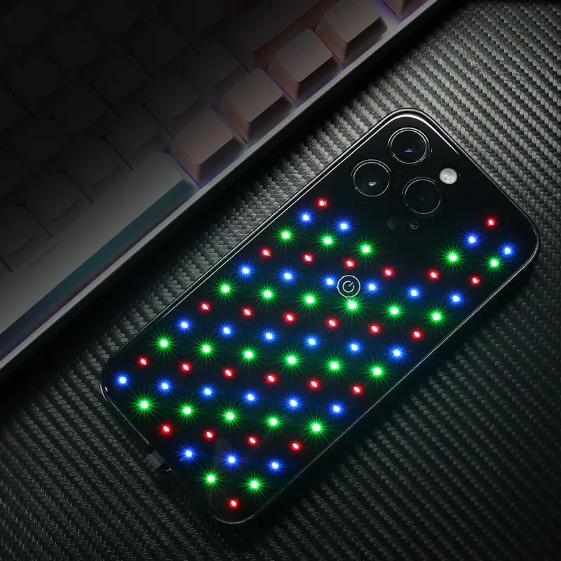 コンサートパーティーダンス用のスマートフラッシュ音声制御呼吸マルチモードLEDスター電話ケース