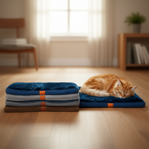 Tappetino per Animali Domestici in Velluto Pavone Blu Scuro 5cm Spesso 70*110*5CM Cuscino Confortevole per Animali - Product Image 3